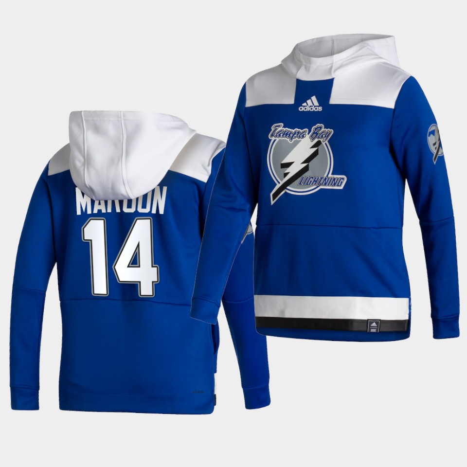 Men Tampa Bay Lightning #14 Maroon Blue NHL 2021 Adidas Pullover Hoodie Jersey->customized nhl jersey->Custom Jersey